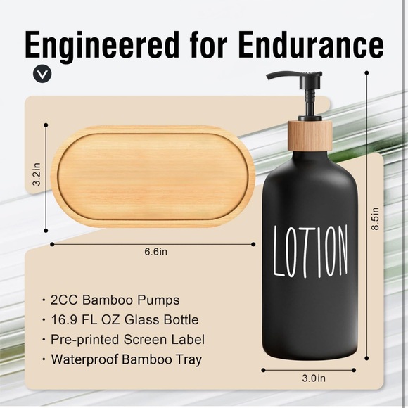 Black Soap and Lotion Bathroom Dispenser Set Hand Soap Lotion Set - Picture 2 of 5